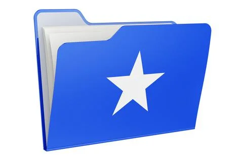 Computer folder icon with Somali flag. 3D rendering Stock Illustration