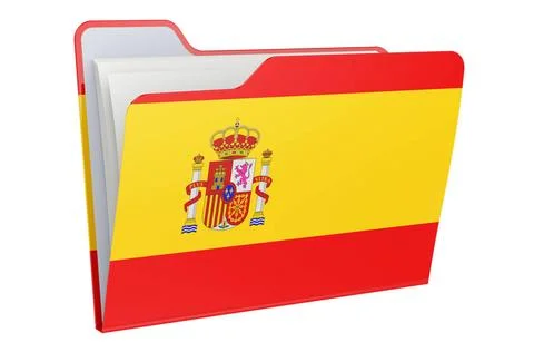 Computer folder icon with Spanish flag. 3D rendering Computer folder icon ... Stock Photos
