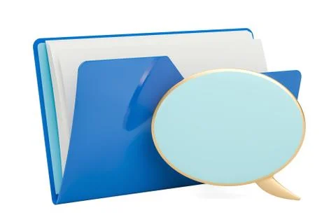 Computer folder icon with speech balloon, 3D rendering 스톡 일러스트