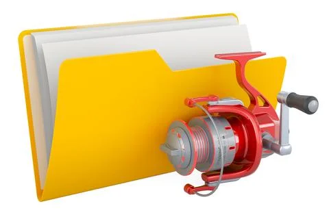 Computer folder icon with spinning reel, 3D rendering Stock Illustration