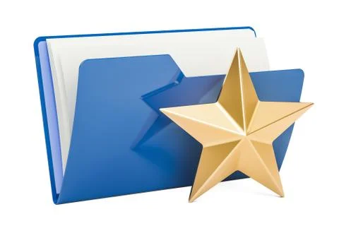 Computer folder icon with star, 3D rendering Stock Illustration