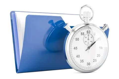Computer folder icon with stopwatch, 3D rendering Stock Illustration
