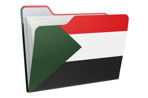 Computer folder icon with Sudanese flag. 3D rendering Stock Illustration