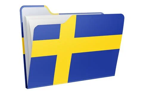 Computer folder icon with Swedish flag. 3D rendering 스톡 일러스트