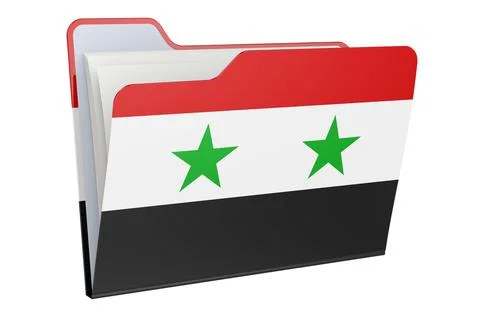 Computer folder icon with Syrian flag. 3D rendering Stock Illustration