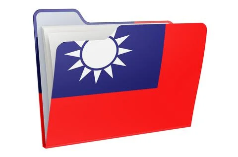 Computer folder icon with Taiwanese flag. 3D rendering 스톡 일러스트