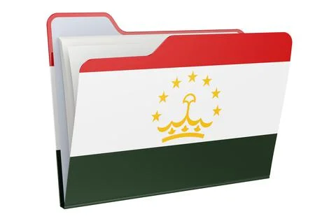 Computer folder icon with Tajik flag. 3D rendering Stock Illustration