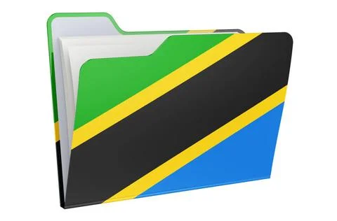 Computer folder icon with Tanzanian flag. 3D rendering Computer folder ico... 写真素材