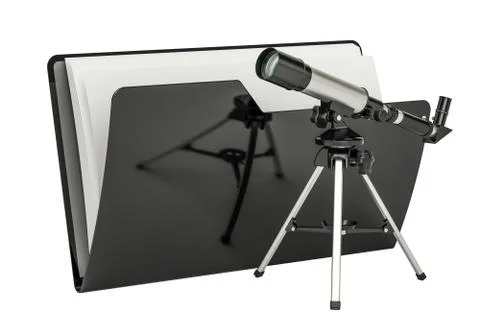 Computer folder icon with telescope, 3D rendering Illustrazione stock