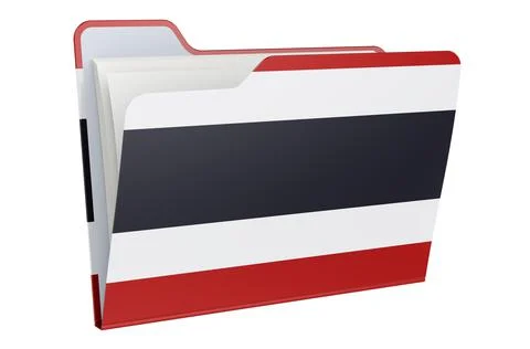 Computer folder icon with Thai flag. 3D rendering Stock Illustration