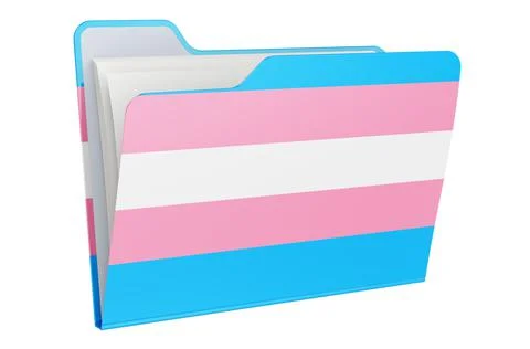 Computer folder icon with Transgender flag. 3D rendering 스톡 일러스트