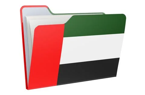 Computer folder icon with the United Arab Emirates flag. 3D rendering Stock Illustration