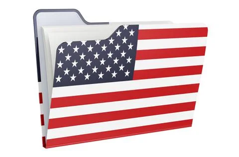 Computer folder icon with The United States flag. 3D rendering Stock Illustration