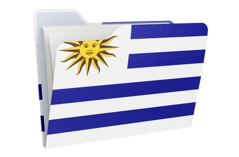 Computer folder icon with Uruguayan flag. 3D rendering Stock Illustration