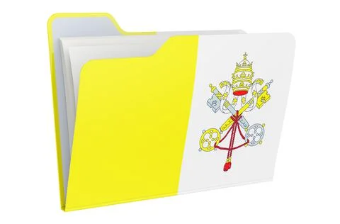 Computer folder icon with Vatican flag. 3D rendering Illustrazione stock