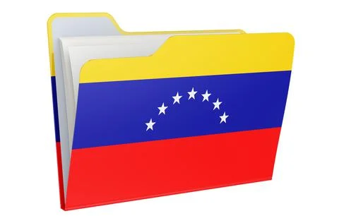 Computer folder icon with Venezuelan flag. 3D rendering Stock Illustration