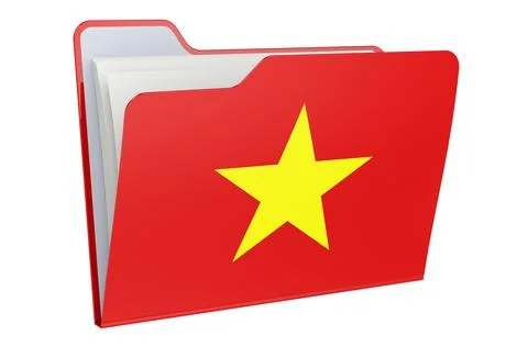 Computer folder icon with Vietnamese flag. 3D rendering Stock Illustration