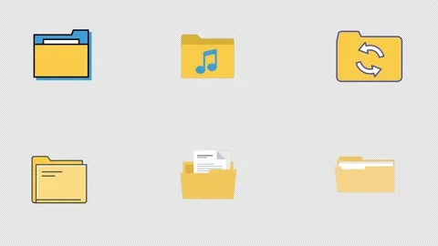 Computer Folder Icons Set animation transparent background Stock Footage 196681433