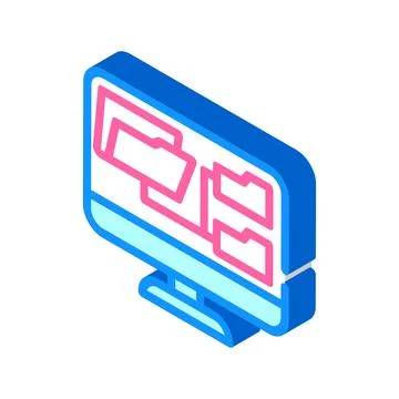 Computer folder isometric icon vector illustration Stock Illustration