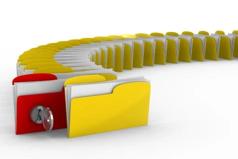 Computer folder with key. Isolated 3d image Illustrazione stock