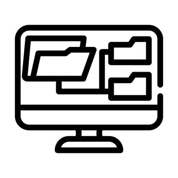 Computer folder line icon vector illustration Illustrazione stock
