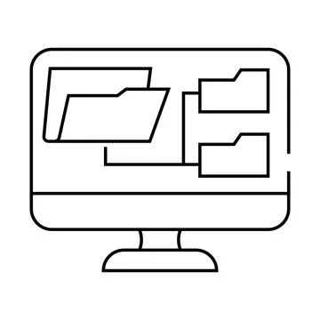 Computer folder line icon vector illustration Stock Illustration