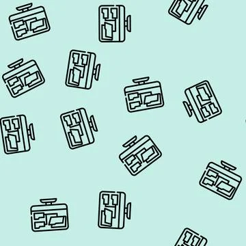 Computer folder line vector seamless pattern Stock Illustration