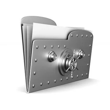 Computer folder with lock on white background. Isolated 3d image Stock Illustration