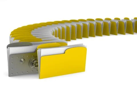 Computer folder with lock on white background. Isolated 3d image Stock Illustration