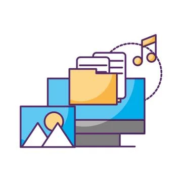 Computer folder music picture data storage Stock Illustration