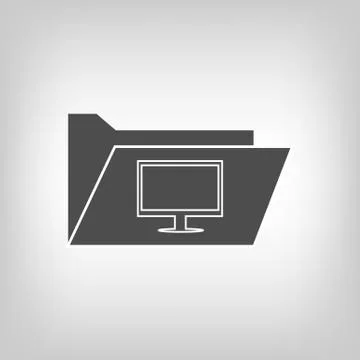 Computer folder with pc sign Stock Illustration
