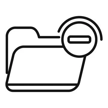 Computer folder receiving delete sign icon outline style Stock Illustration