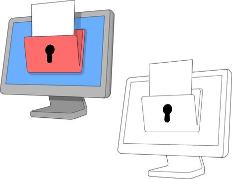 Computer Folder Security Icon Illustration Stock Illustration