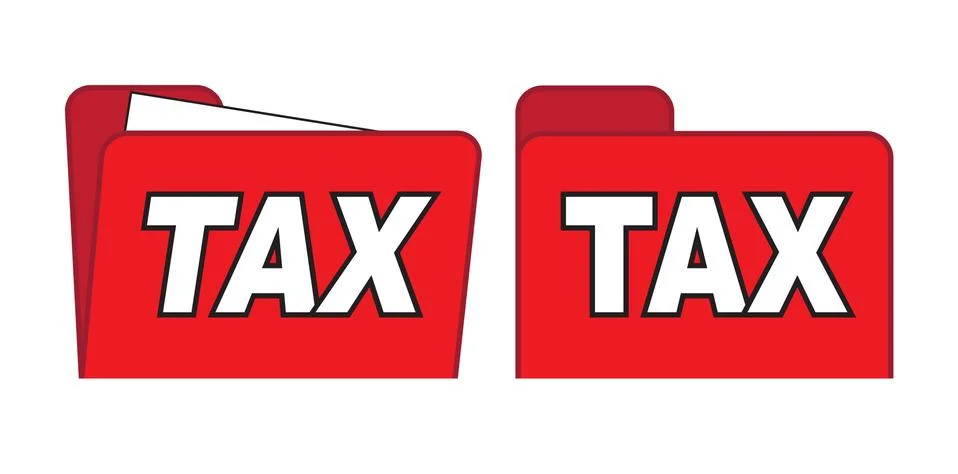 Computer Folder Tax Icon In Red Stock Illustration