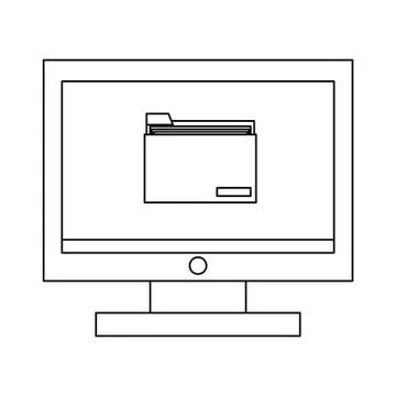 Computer with folder , vector illustration Illustrazione stock