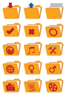 Computer Folder Vector Web Icon Set Stock Illustration