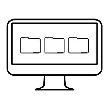 Computer with folders documents 스톡 일러스트