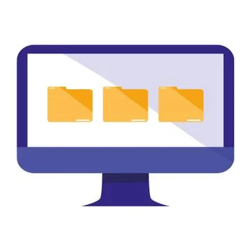 Computer with folders documents 库存插图