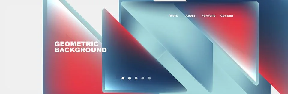 Computer font with geometric background of red, blue, and white triangles Ilustración de archivo