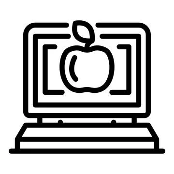 Computer foreign language study icon, outline style Illustrazione stock
