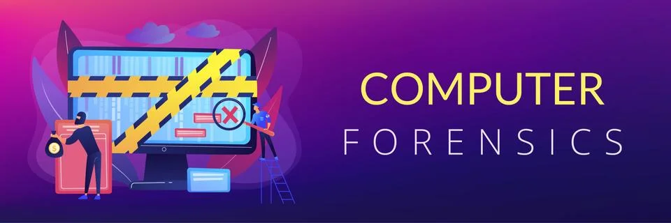 Computer forensics concept banner header Stock Illustration