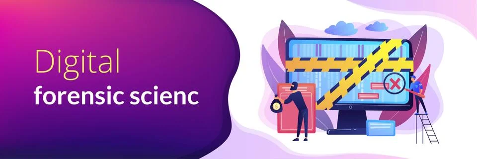 Computer forensics concept banner header Stock Illustration