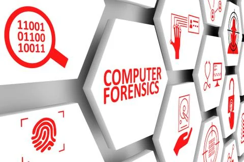 COMPUTER FORENSICS concept cell background 3d illustration Stock Illustration