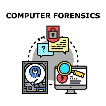 Computer forensics investigating data storage security and cybercrime Stockillustratie