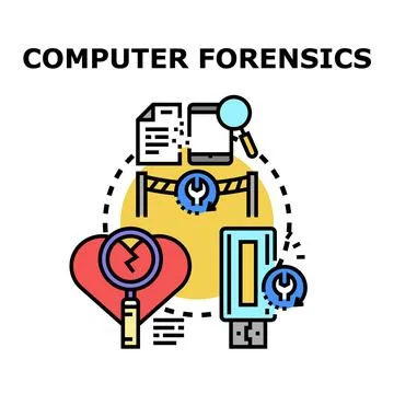 Computer forensics investigation concept analyzing digital data security Stock Illustration
