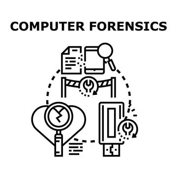 Computer forensics investigation concept analyzing digital data security Stock Illustration