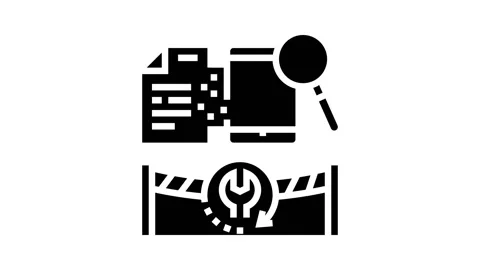 Computer forensics services glyph icon animation Stockbeeldmateriaal 222821494
