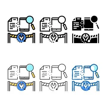Computer forensics set services color icon vector 库存插图