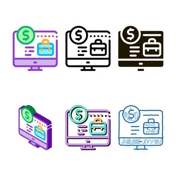 Computer forms paid work icon vector outline Illustrazione stock