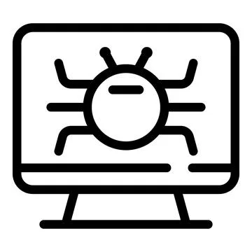 Computer fraud bug icon, outline style Stock Illustration